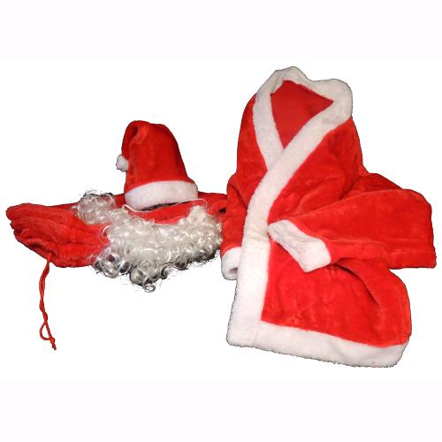 Image of Completo Babbo Natale Velluto Pantaloni + Cintura + Giacca + Barba + Cappello F4615
