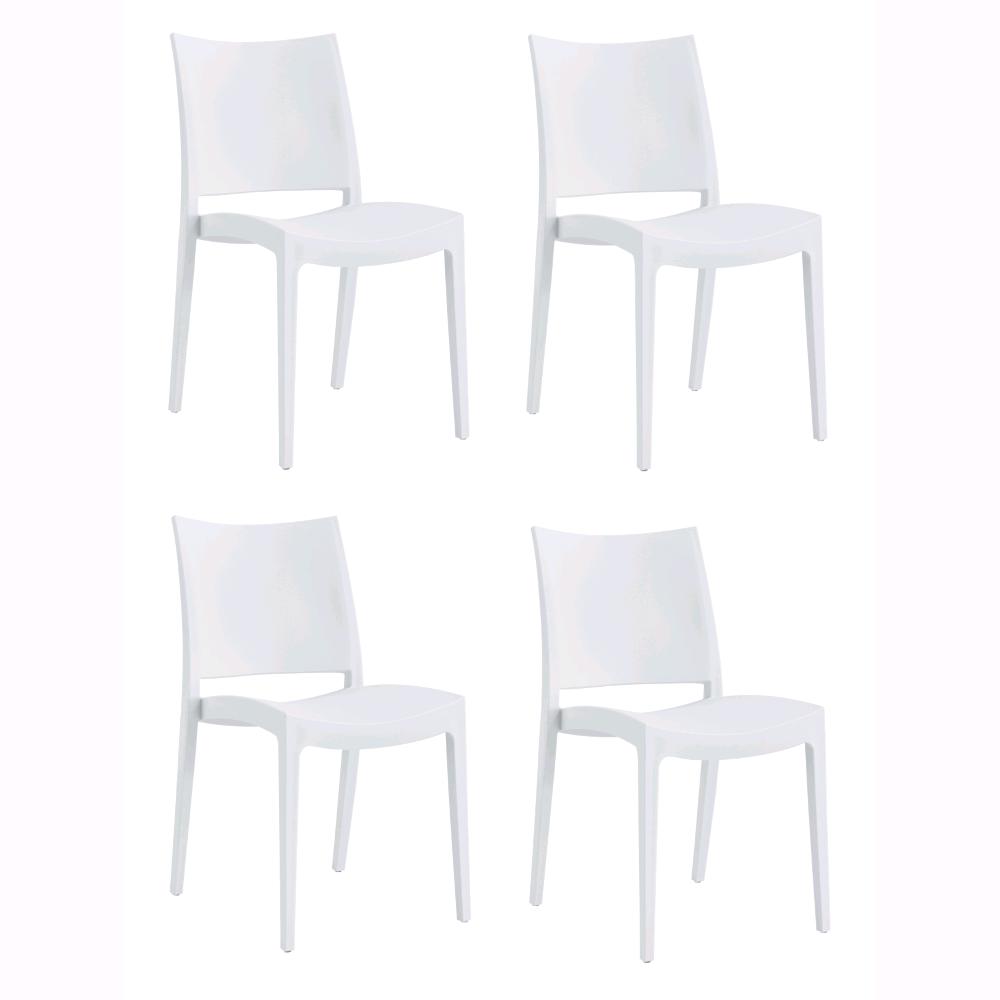 Image of Set 4 Sedie Impilabili in polipropilene 83x56x46 cm Colore Bianco Design Classic
